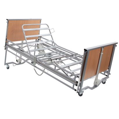 Picture of Casa Elite Home Care Bed Standard in Beech with Dipped Metal Side Rail Kit - Silver