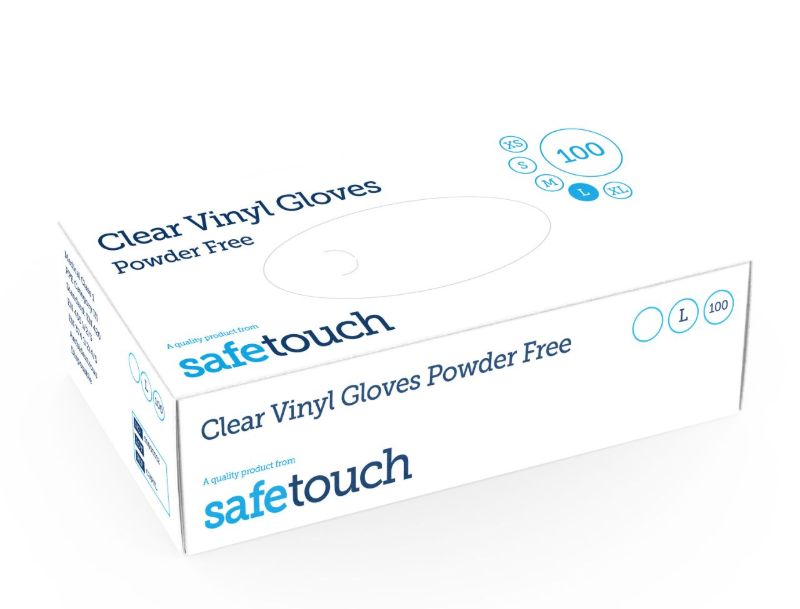 Safewear Clear Powder Free Vinyl Gloves - Large 100pk
