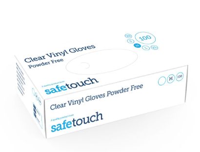 Safewear Clear Powder Free Vinyl Gloves - Medium 100pk