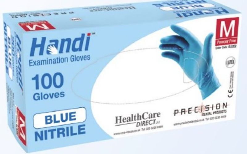 Handi Blue Nitrile Powder Free Gloves 100 pk